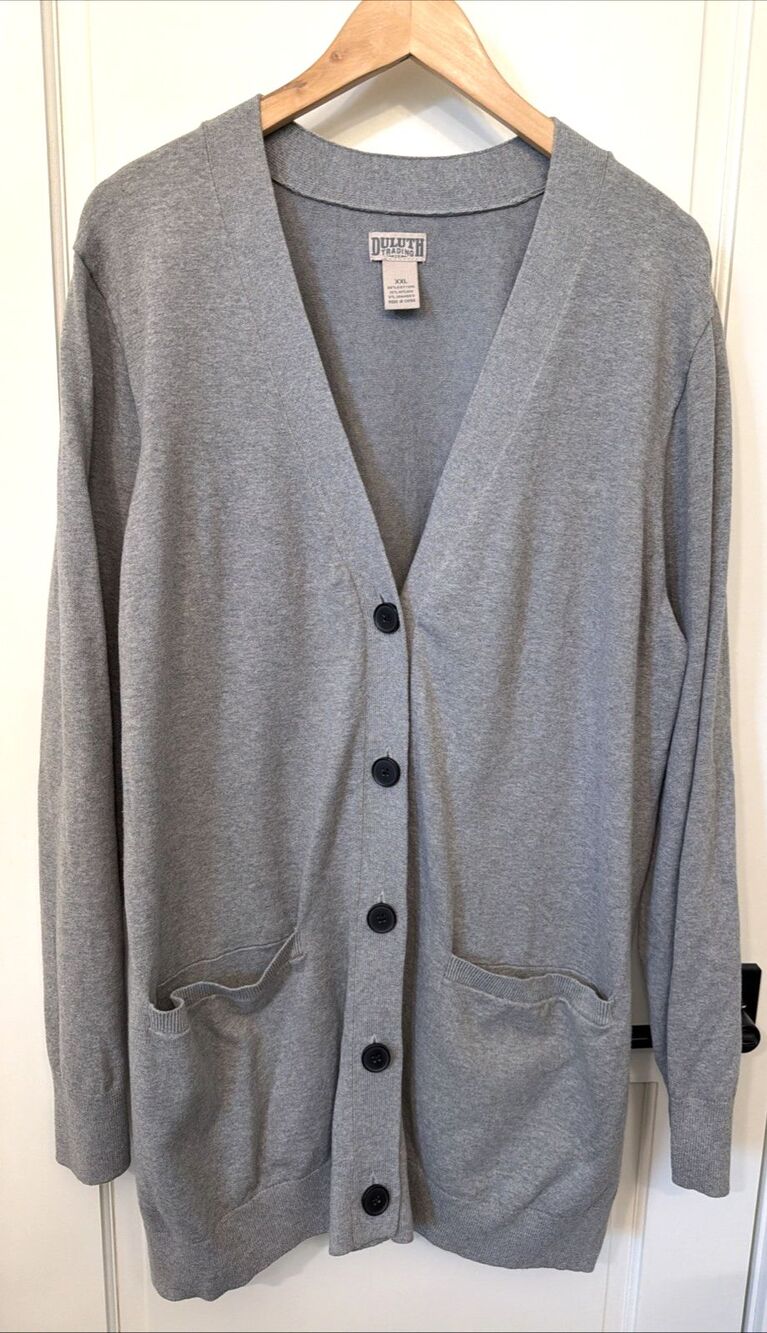 Duluth Trading Gray Long Sleeve Button Front Cardigan Sweater Women XXL Pockets